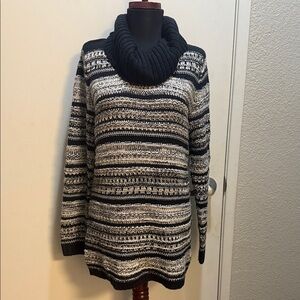 Motherhood Black and Cream Cowl Neck Sweater